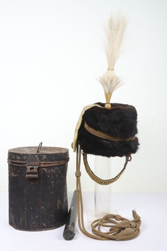 14th Hussars Officers Busby in Storage Tin