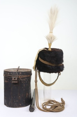 14th Hussars Officers Busby in Storage Tin