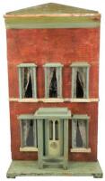 Painted wooden box-back dolls house, probably Silber& Flemming and contents, English circa 1890,