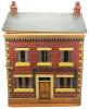 Traditional painted wooden dolls house and contents, English circa 1890,