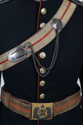 Essex Yeomanry Officers Full Dress Tunic, Pouch & Waist Belts. - 4