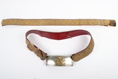 Shropshire Yeomanry Officers Full Dress Pouch Belt, Pouch and Waist Belt.