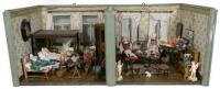 Painted wooden dolls room set, German circa 1890,