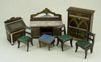 Waltershausen dolls house furniture, German circa 1880,