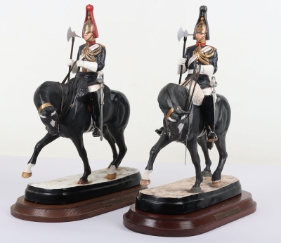 Michael Sutty Porcelain: Pair Life Guards and Blues & Royals Farriers