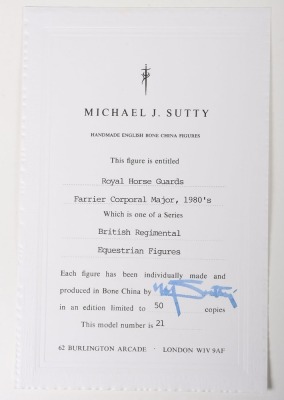 Michael Sutty Porcelain: Pair Life Guards and Blues & Royals Farriers - 14