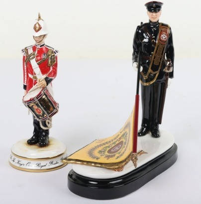 2 Michael Sutty Porcelain Figures: Staffordshire Presentation & Kings Own Regt Drummer