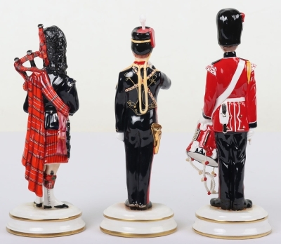 3 Michael Sutty Porcelain Figures: Scots Guards Piper, RA Bugler & Fusiliers Drummer - 3
