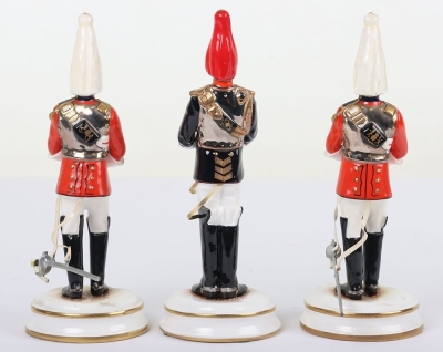3 Michael Sutty Porcelain Figures: Life Guards Troopers & Blues and Royals Officer. - 3