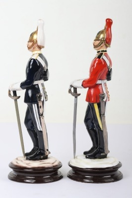 2 Michael Sutty Porcelain Figures: 1st & 6th Dragoon Guards Officers c1914 - 2