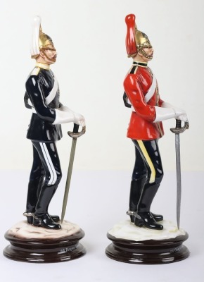 2 Michael Sutty Porcelain Figures: 1st & 6th Dragoon Guards Officers c1914 - 4