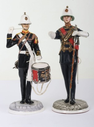 2 Michael Sutty Porcelain Figures: Royal Marine Bugler & Drum Major