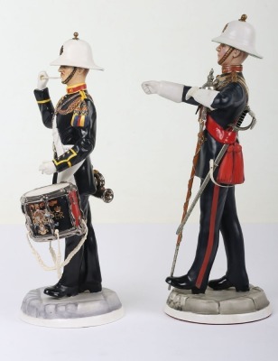 2 Michael Sutty Porcelain Figures: Royal Marine Bugler & Drum Major - 2