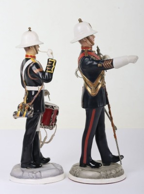 2 Michael Sutty Porcelain Figures: Royal Marine Bugler & Drum Major - 4