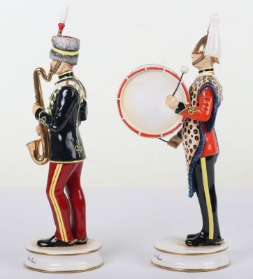 2 Michael Sutty Porcelain Figures: 11th Hussar & Kings Dragoon Guards Musicians - 2