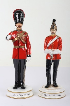 2 Michael Sutty Porcelain Figures: Scots Greys Bandmaster & Officer 2nd Dragoon Guards