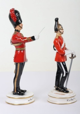 2 Michael Sutty Porcelain Figures: Scots Greys Bandmaster & Officer 2nd Dragoon Guards - 4
