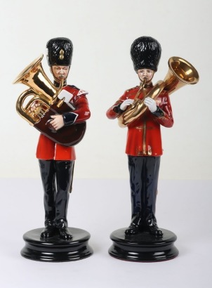 2 Michael Sutty Porcelain Figures: Royal Welsh Fusiliers & Royal Engineers Musicians