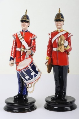 2 Michael Sutty Porcelain Figures: Royal Surrey & Suffolk Regiment Musicians