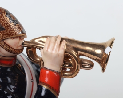 2 Michael Sutty Porcelain Figures: Life Guards & Blues and Royals Trumpeters. - 5
