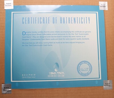 Three Scarce Star Trek Press Sheets for the Customizable Card Game. - 8