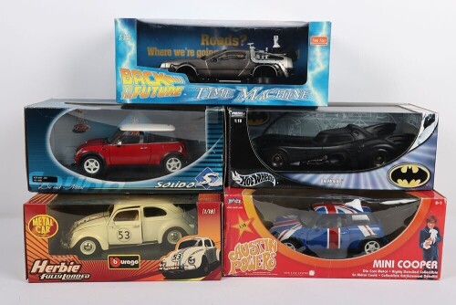 Five TV related 1/18 Scale Die Cast Model Cars Boxed.