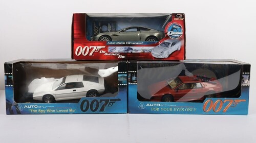Three 1/18 Scale James Bond 007 Model Cars.