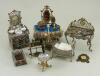 Soft metal dolls house furniture, German 1880s-90s,