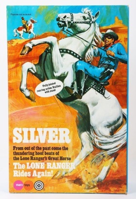 Vintage The Lone Ranger Rides Again Silver Horse boxed Marx Toys.