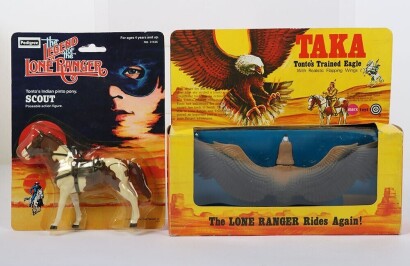 Vintage Lone Ranger rides again Taka Tonto's Trained Eagle Action Figure Marx Toys Boxed.