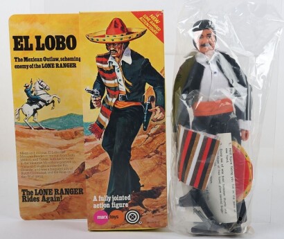 Vintage Lone Ranger rides again El Lobo Action Figure Marx Toys Boxed.