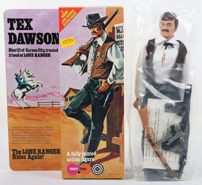 Vintage Lone Ranger rides again Tex Dawson Action Figure Marx Toys Boxed.