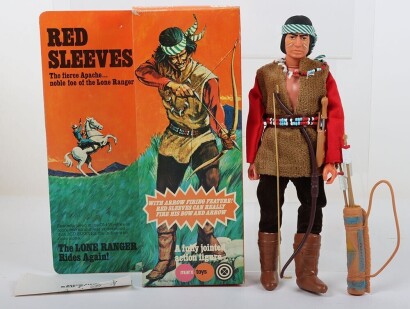 Vintage Lone Ranger rides again Red Sleeves Action Figure Marx Toys Boxed.