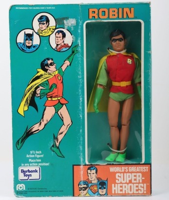 Vintage 9 &frac12; Inch Robin Action Figure Mego Burbank Toys Boxed.