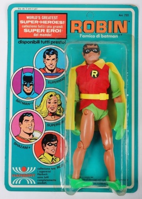 Vintage World's Greatest Heroes Robin Eight Inch Action Figure Mego Harbert moc carded.