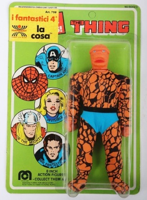 Vintage Fantastic Four Italian The Thing Eight Inch Action Figure Mego Harbert moc carded.