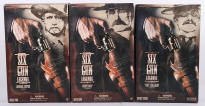 Three Sideshow Collectibles 1/6th Scale Six Gun Legends 12 inch Figures Boxed.