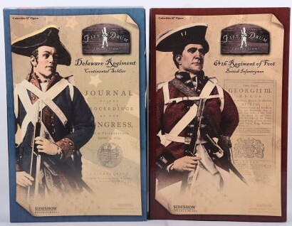 Two Sideshow 1/6th Scale Collectibles Fife and Drum Action Figures Dolls.