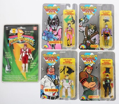 Four Vintage Bionic Six Action Figures moc carded LJN Toys.