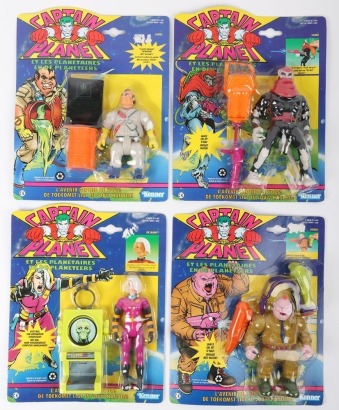 Four Vintage Captain Planet and the Planeteers Action Figures moc carded Kenner.