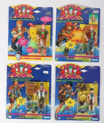 Four Vintage Captain Planet and the Planeteers Action Figures moc carded Kenner.