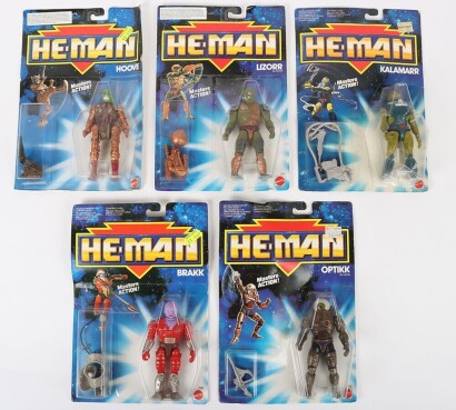 Five Vintage New Adventures of He Man Action Figures Moc carded Mattel.