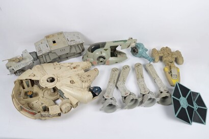 Collection of Vintage Star Wars Vehicle Parts and Accessories.