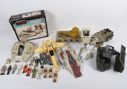 Collection of Vintage Star Wars Action Figures and Vehicles Kenner.