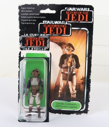 Vintage Star Wars Lando Calrissian Skiff Guard Original Action Figure complete Tri-Logo Palitoy.