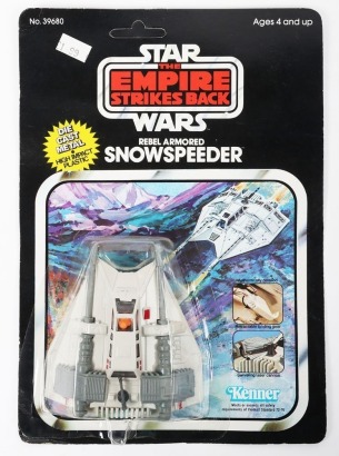 Vintage Star Wars Die Cast Metal Rebel Armored Snowspeeder moc carded vehicle Kenner.