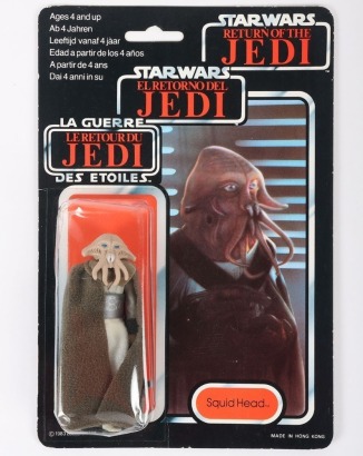 Vintage Star Wars Tri-Logo Squid Head Action Figure moc carded Palitoy.