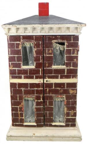 Small painted wooden dolls house with contents, English 1880,