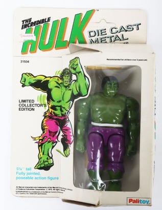 Vintage The Incredible Hulk Palitoy 5 1/4 inch Action Figure Die Cast Metal boxed.