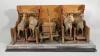 Early painted wooden stables with carriage and four horses, German 1870-80,